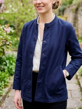 Labo Art 100% Cotton Mandarin Collar Jacket-Made In Italy(Size 2 Euro-Fits S/M)